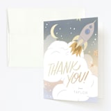 "Out of this World" - Children's Birthday Party Thank You Cards in Lunar by Leah Bisch - Front