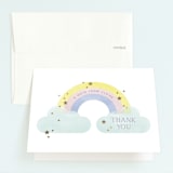 "In the Clouds" - Children's Birthday Party Thank You Cards in Marshmallow by Robert and Stella - Front
