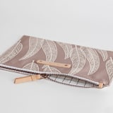"Sketched Willow" - Catch All Pouch Set in Mauve by Katharine Watson - Zipper Detail