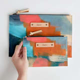 "Shuffle" - Catch All Pouch Set in Salmon by Lindsay Megahed - Scale