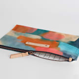 "Shuffle" - Catch All Pouch Set in Salmon by Lindsay Megahed - Zipper Detail