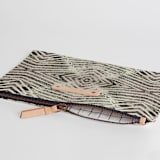 "zigzag" - Catch All Pouch Set in Newsprint by Miranda Mol - Zipper Detail
