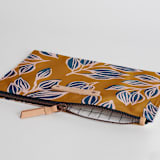 "Wandering" - Catch All Pouch Set in Mustard by Alicia Schultz - Zipper Detail