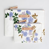 "Botanical Cascade - Peri" - Catch All Pouch Set in Periwinkle by Erin German - Catch-All Pouch Set