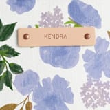 "Botanical Cascade - Peri" - Catch All Pouch Set in Periwinkle by Erin German - Tag Detail