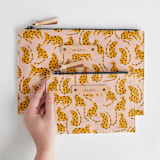 "Cat Lounge" - Catch All Pouch Set in Blush by Betsy Siber - Scale