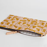 "Cat Lounge" - Catch All Pouch Set in Blush by Betsy Siber - Zipper Detail