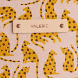 "Cat Lounge" - Catch All Pouch Set in Blush by Betsy Siber - Tag Detail