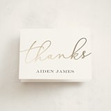 "Script Baptism" - Baptism and Christening Thank You Cards in Snow by Chasity Smith - Front