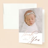 "Luxe script" - Baptism and Christening Thank You Cards in Toffee by Creo Study - Front