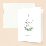 "Botanically" - Baptism and Christening Thank You Cards in Mint by Everett Paper Goods - Front