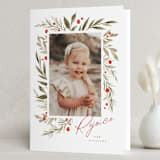 "Winter Holly Garden" - Holiday Cards in Holly Berry by Wildfield Paper Co - Folded Card