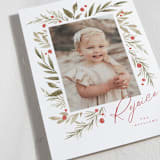"Winter Holly Garden" - Holiday Cards in Holly Berry by Wildfield Paper Co - Detail