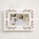 "Poinsettia + Pine" - Holiday Cards in Mistletoe by Wildfield Paper Co - Front
