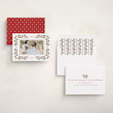 "Poinsettia + Pine" - Holiday Cards in Mistletoe by Wildfield Paper Co - Assembled