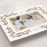 "Poinsettia + Pine" - Holiday Cards in Mistletoe by Wildfield Paper Co - Detail
