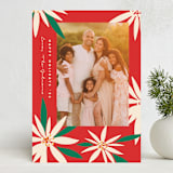 "Vintage Poinsettias" - Holiday Cards in Poinsettia by Becky Nimoy - Front
