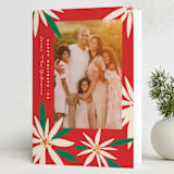 "Vintage Poinsettias" - Holiday Cards in Poinsettia by Becky Nimoy - Folded Card