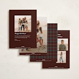 "Plaid Collage" - Holiday Cards in Burgundy by Stacey Meacham - Back of Card Options
