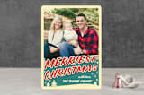"Retro Merriest Christmas" - Holiday Cards in Teal by Nam Bourassa - Front