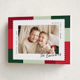 "Modern Quilt" - Holiday Cards in Poinsettia by Owl and Toad - Folded Card