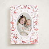 "12 Days of Christmas Toile" - Holiday Cards in Berry by Teju Reval - Front
