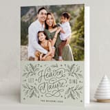 "Let Heaven" - Holiday Cards in Sage by Kristen Smith - Folded Card