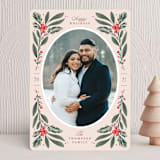 "Winter Pines" - Holiday Cards in Blush by Kristen Smith - Front