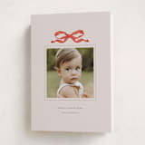 "Taffeta Bow" - Holiday Cards in Coral by Olivia Kanaley Inman - Folded Card