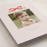 "Taffeta Bow" - Holiday Cards in Coral by Olivia Kanaley Inman - Detail