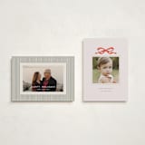 "Taffeta Bow" - Holiday Cards in Coral by Olivia Kanaley Inman - Photo Orientation Options