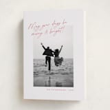 "Top Script Note" - Holiday Cards in Peony by Jackie Crawford - Folded Card