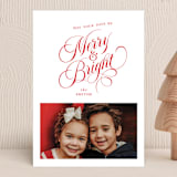 "Brightest Merry" - Holiday Cards in Santa Suit by Ellis - Front