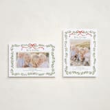 "Holly Garland and Bow" - Holiday Cards in Candy Cane by Paula Pecevich - Photo Orientation Options