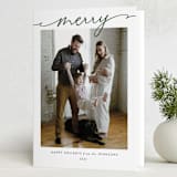 "Scripted Merry" - Holiday Cards in Hunter by Kasia Labocki - Folded Card