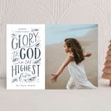 "Glory to God Letters" - Holiday Cards in Denim by Alethea and Ruth - Front