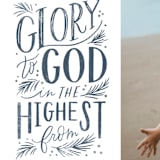 "Glory to God Letters" - Holiday Cards in Denim by Alethea and Ruth - Detail