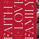"Faith & Love & Family" - Holiday Cards in Berry by Robert and Stella - Detail