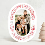 "Oval Lettering" - Holiday Cards in Holly Berry by Alethea and Ruth - Front