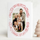 "Oval Lettering" - Holiday Cards in Holly Berry by Alethea and Ruth - Folded Card
