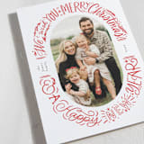 "Oval Lettering" - Holiday Cards in Holly Berry by Alethea and Ruth - Detail