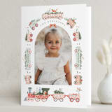 "Festive Tracks" - Holiday Cards in Spruce by Hannah Williams - Folded Card