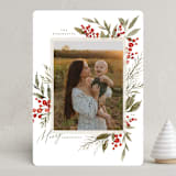 "Holly Berries + Pine" - Holiday Cards in Holly Berry by Wildfield Paper Co - Front