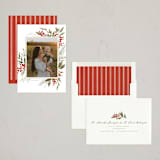 "Holly Berries + Pine" - Holiday Cards in Holly Berry by Wildfield Paper Co - Assembled