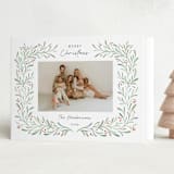 "Wreathed in Greenery" - Holiday Cards in Snow by Kristen Knechtel - Folded Card