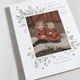 "Foliage Flourish" - Holiday Cards in Holly Berry by Everett Paper Goods - Detail