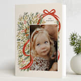 "Red Ribbon" - Holiday Cards in Ivory by iamtanya - Folded Card