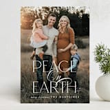 "Peace Script" - Holiday Cards in Ivory by Brooke Chandler - Front