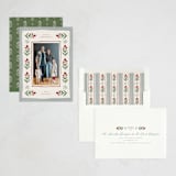 "Folk Border" - Holiday Cards in Poinsettia by Wildfield Paper Co - Assembled