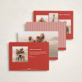 "Little Stripes" - Holiday Cards in Ruby by Annie Shapiro - Back of Card Options